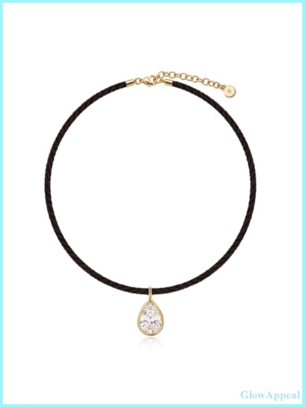 14K Gold Plated Teardrop Choker Necklace with Cubic Zirconia Pendant